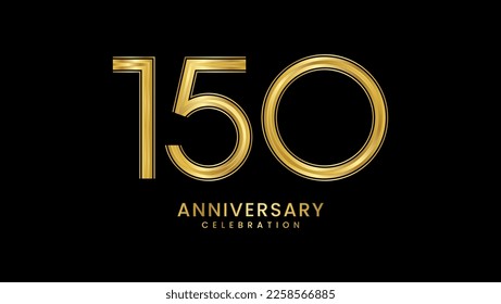 150th Anniversary celebration. Anniversary logo design with golden color for anniversary celebration event. Logo Vector Template Illustration