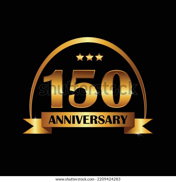 150th Anniversary Celebration Logo Gold Elegant Stock Vector (Royalty ...