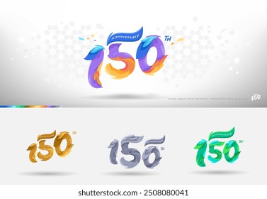 150th Anniversary design logo. Modern colorful style. cheerful number celebration with color variation