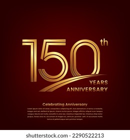 150th Anniversary logo with double line concept design, Golden number for anniversary celebration event. Logo Vector Template