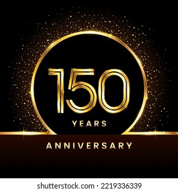 150th Anniversary Logotype. Golden Anniversary template design for celebration event, invitation card, greeting card, flyer, banner, poster, double line logo, vector illustration