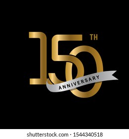 150th anniversary logotype with ribbon. Golden anniversary celebration emblem design for booklet, leaflet, magazine, brochure poster, web, invitation or greeting card. Vector illustration. - Vector