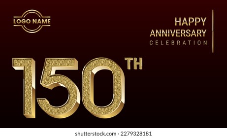 150th Anniversary template design concept with golden number. Vector Template