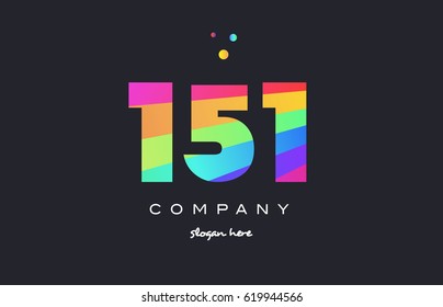 151 creative color green orange blue magenta pink number digit company logo vector icon spectrum