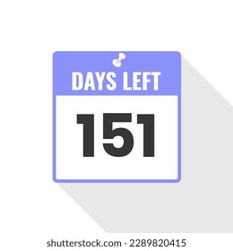 151 Days Left Countdown sales icon. 151 days left to go Promotional banner