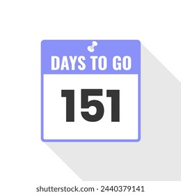 151 Days Left Countdown sales icon. 151 days left to go Promotional banner