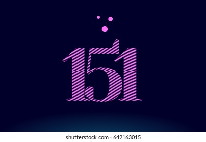 151 number digit logo pink line stripes magenta purple blue font creative text dots company vector icon design