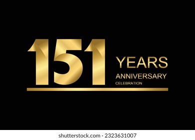 151 year anniversary vector banner template. gold icon isolated on black background.