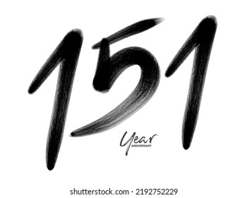 151 Years Anniversary Celebration Vector Template, 151 number logo design, 151th birthday, Black Lettering Numbers brush drawing hand drawn sketch, number logo design vector illustration