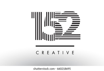 152 Black and White Number Logo Design with Vertical and Horizontal Lines.