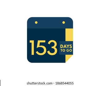 153 days to go calendar icon on white background, 153 days countdown, Countdown left days banner image