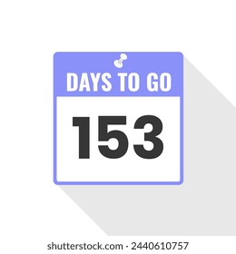 153 Days Left Countdown sales icon. 153 days left to go Promotional banner