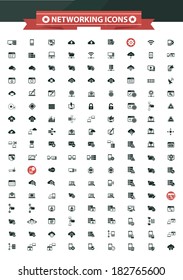 153 Networking & Communication Icons,Dark version,vector