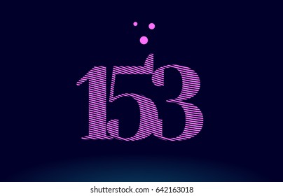 153 number digit logo pink line stripes magenta purple blue font creative text dots company vector icon design