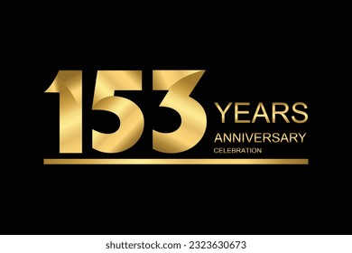 153 year anniversary vector banner template. gold icon isolated on black background.