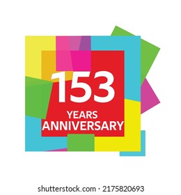 153 years anniversary, for anniversary and anniversary celebration logo, vector design isolated on colorful geometric background.