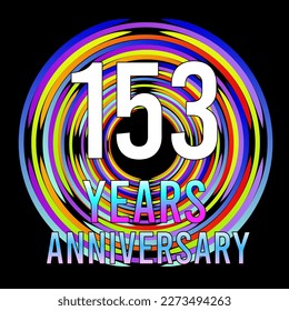 153 years anniversary, for anniversary and anniversary celebration logo, vector design colorful isolated on  black background