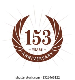 153 years anniversary. Elegant anniversary design. 153 years logo.