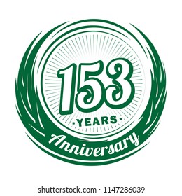 153 years anniversary. Anniversary logo design. 153 years logo.