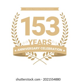 153 years anniversary vector icon, logo. Graphic design element with number and text composition for 153th anniversary