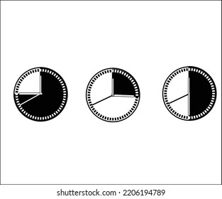15,30 and 45 min past watch vectors.