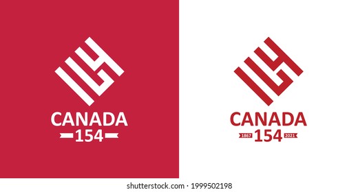 154 Canada. Happy Canada Day. 1st July 2021. National Day of Canada 1867. Logo Vector Illustration. Banner and Greeting Design. Eps 10.