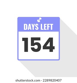 154 Days Left Countdown sales icon. 154 days left to go Promotional banner