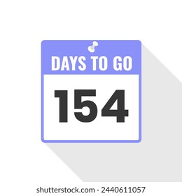 154 Days Left Countdown sales icon. 154 days left to go Promotional banner