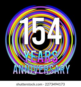 154 years anniversary, for anniversary and anniversary celebration logo, vector design colorful isolated on  black background