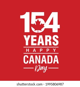 154 Years Happy Canada Day. 1st July. National Day of Canada. Vector Illustration. Banner Design.