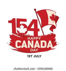 154 Years Happy Canada Day. 1st July 2021. National Day of Canada. Vector Illustration. Banner and Greeting Design.