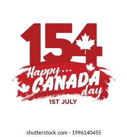 154 Years Happy Canada Day. 1st July 2021. National Day of Canada. Vector Illustration. Banner and Greeting Design.