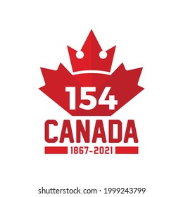 154 Years Happy Canada Day. 1st July 2021. National Day of Canada 1867. Vector Illustration. Banner and Greeting Design.