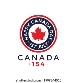 154 Years Happy Canada Day. 1st July 2021. National Day of Canada 1867. Vector Illustration. Banner and Greeting Design.