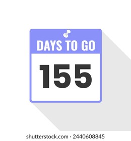 155 Days Left Countdown sales icon. 155 days left to go Promotional banner