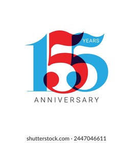 155 Logo, 155 Years Anniversary Logo, Vector Template Design element for invitation  and greeting card illustration.