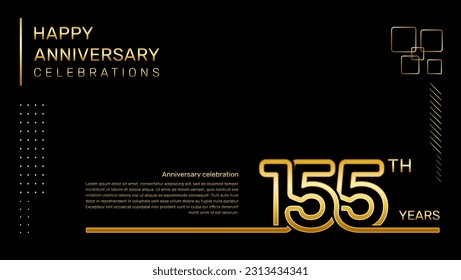 155 year anniversary template with gold color number and text, vector template