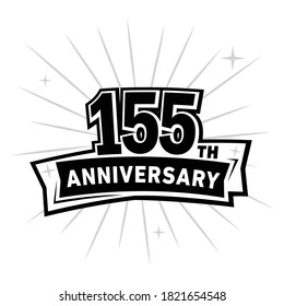 155 years anniversary celebration logo. 155th design template. Vector and illustration.