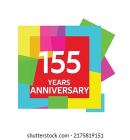 155 years anniversary, for anniversary and anniversary celebration logo, vector design isolated on colorful geometric background.