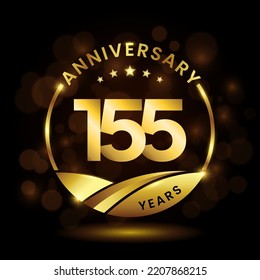 155 years anniversary, Anniversary celebration logo design. vector template illustration