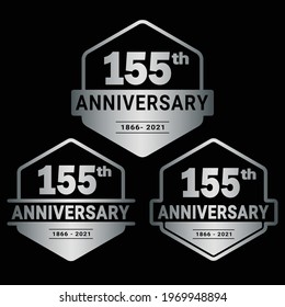 155 years anniversary celebration logotype. 155th anniversary logo collection. Set of anniversary design template. Vector and illustration.