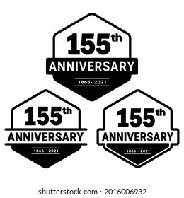 155 years anniversary celebration logotype. 155th anniversary logo collection. Set of anniversary design template. Vector and illustration.