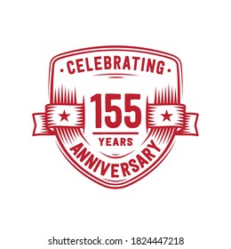 155 years anniversary celebration shield design template. 155th anniversary logo. Vector and illustration.