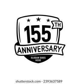 155 years anniversary celebration shield design template. 155th anniversary logo. Vector and illustration.