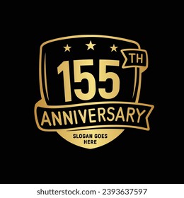 155 years anniversary celebration shield design template. 155th anniversary logo. Vector and illustration.