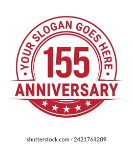 155 years anniversary logo design template. 155th anniversary celebrating logotype. Vector and illustration.