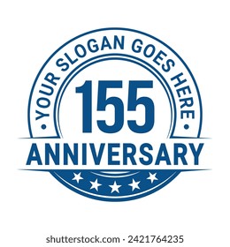 155 years anniversary logo design template. 155th anniversary celebrating logotype. Vector and illustration.