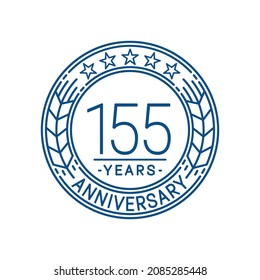 155 years anniversary logo template. 155th line art vector and illustration.