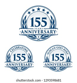 155 years anniversary set. 155th celebration logo collection. Vector and illustration. 
