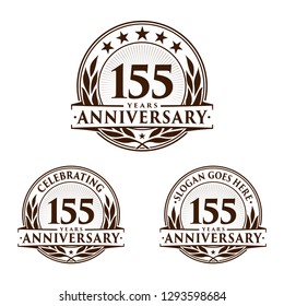 155 years anniversary set. 155th celebration logo collection. Vector and illustration. 